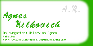 agnes milkovich business card